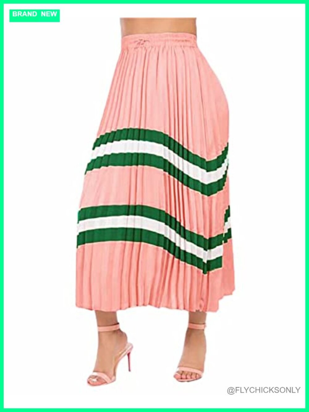 ThusFar Women's Graffiti Pleated A-Line Midi Skirt Silk Elastic Waist